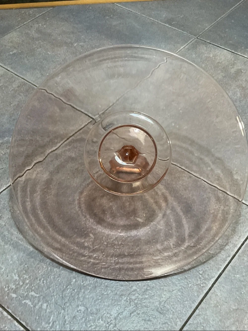 Vintage Pink Glass Pedestal Cake Stand